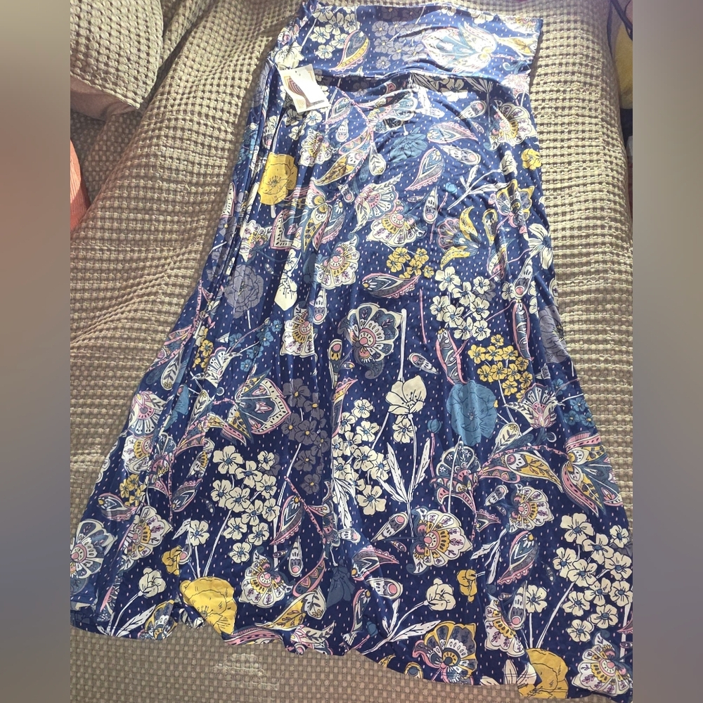 Floral Print Blue Skirt